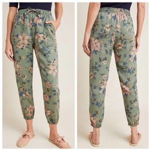 Anthropologie Orana Army Green Floral Lyocell Joggers